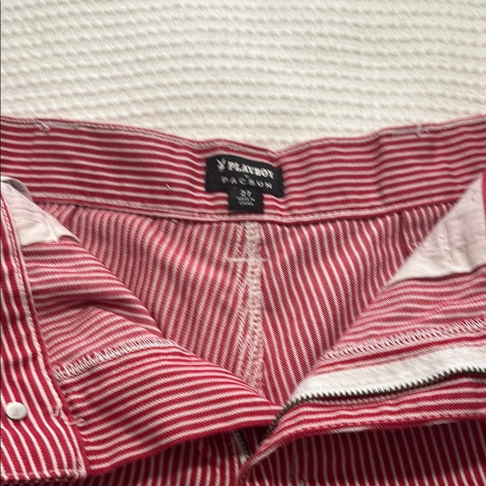Red Striped Women's Shorts - Picture 3 of 3